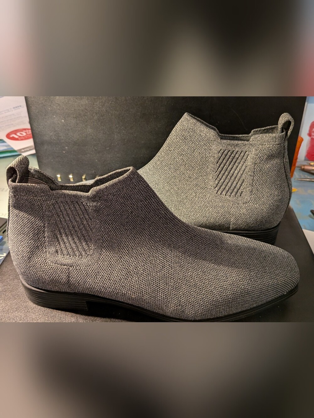 Slip-On Grey Knit Chelsea Booties - Versatile Ankle Boots